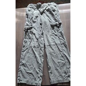 American Eagle Khaki Light Green Super High Rise Baggy Wide Leg Jeans Women Sz 4